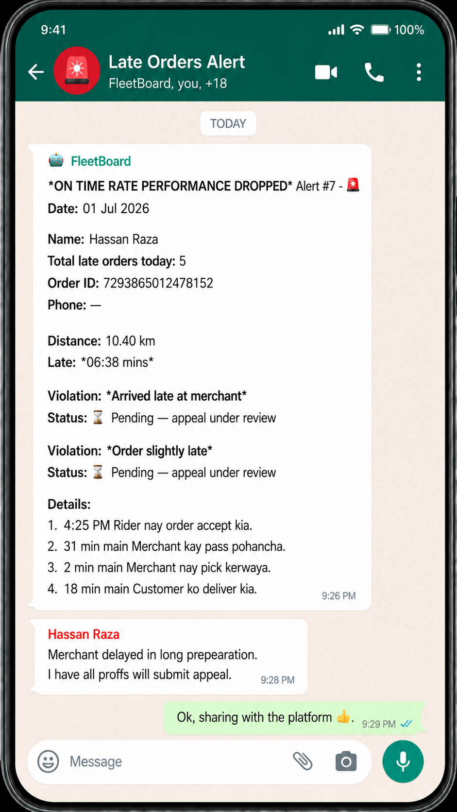 Late Orders Alert